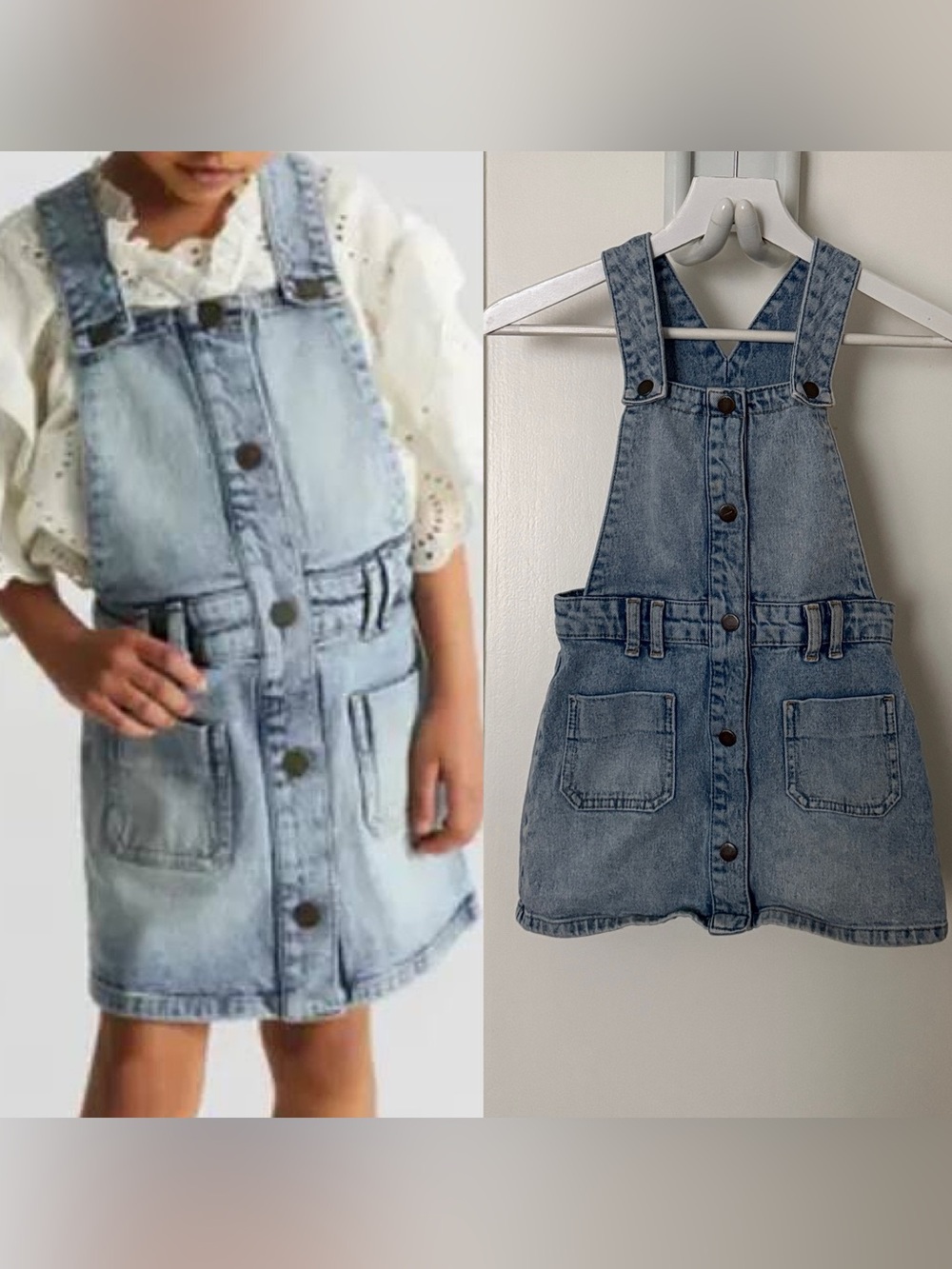 Reiss Light Blue Denim Pinafore Loren Dress for Kids size 7-8